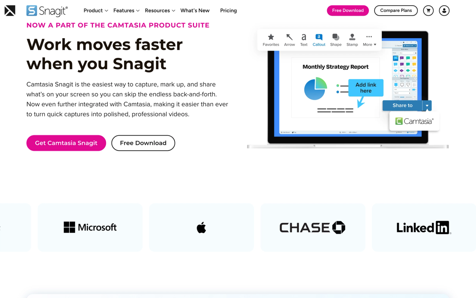 Snagit homepage hero section