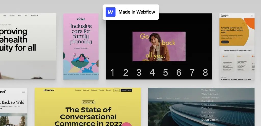 Webflow no-code web app and CMS platform interface