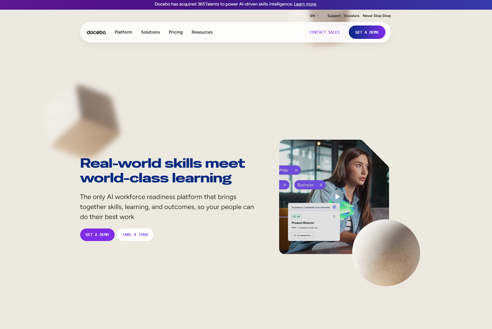 Docebo enterprise AI-powered learning platform interface