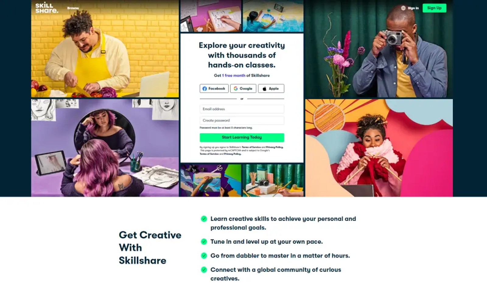 Skillshare creative class platform interface