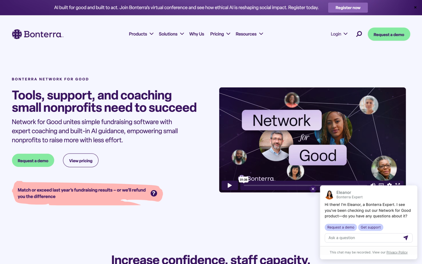 Network for Good homepage hero section