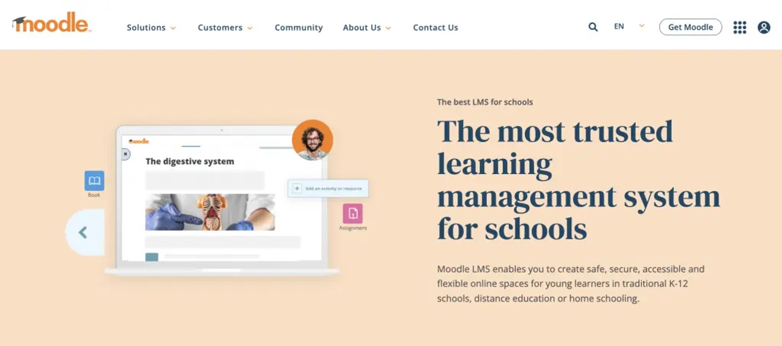 Moodle open-source learning platform interface for higher education