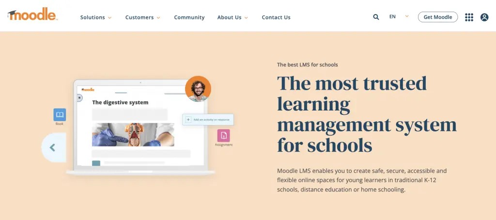 Moodle open-source learning platform interface for higher education
