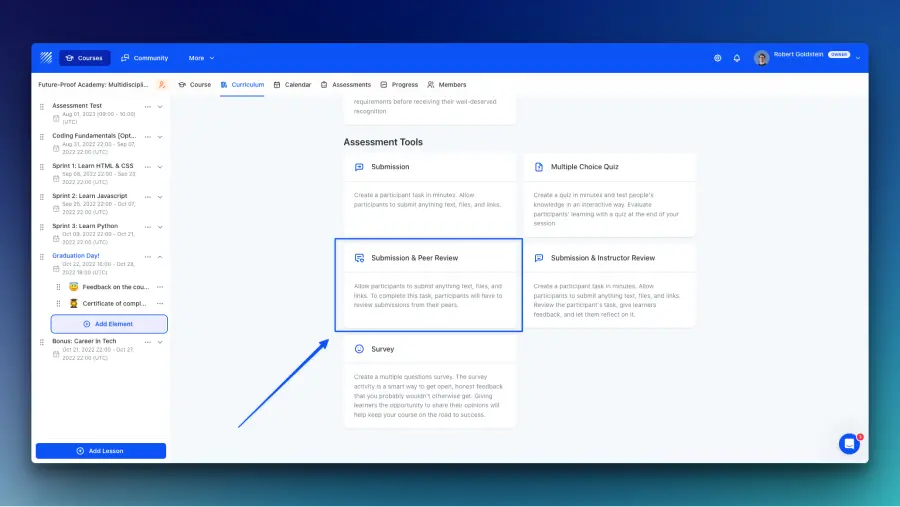 Social Learning Platform Peer Review