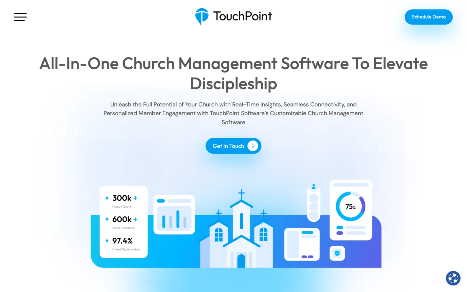 TouchPoint homepage hero section