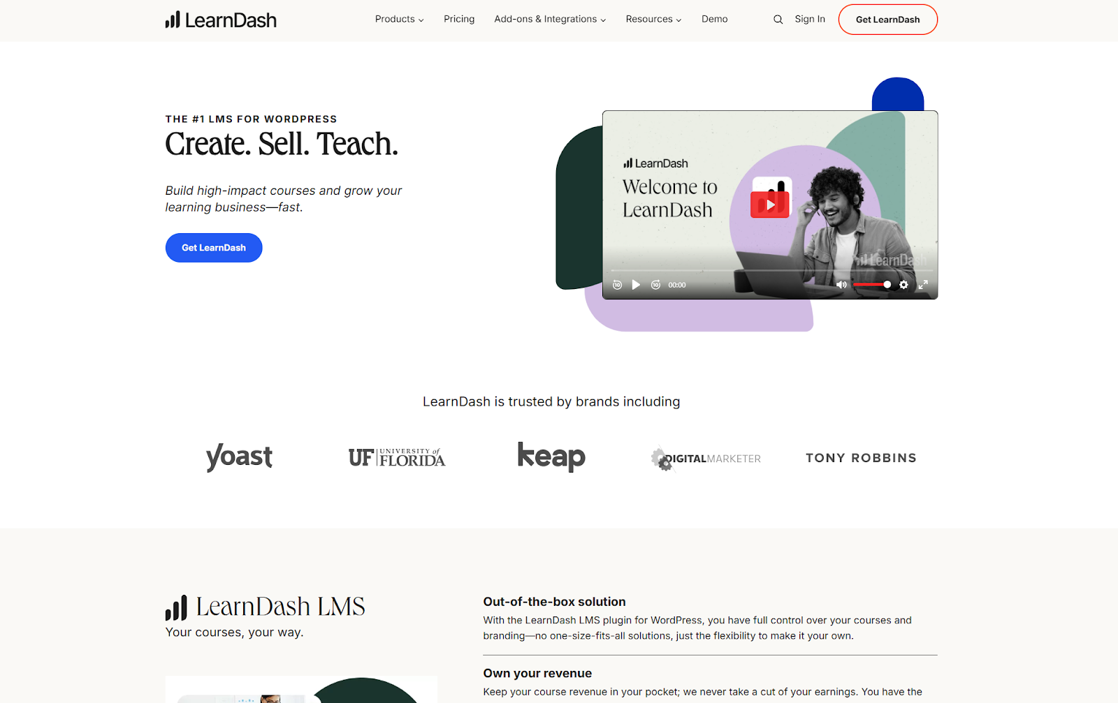 LearnDash WordPress-based LMS course interface