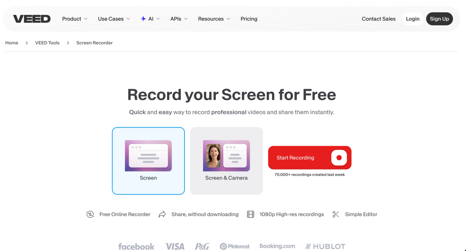 Veed screen recorder