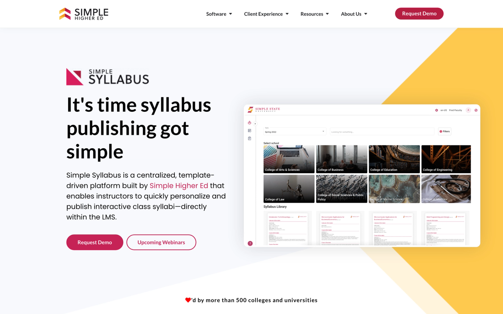 Simple Syllabus homepage hero section