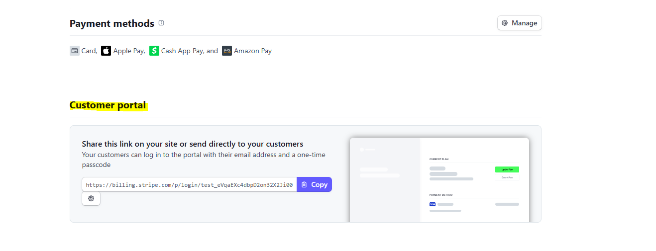 Stripe Customer Portal Link
