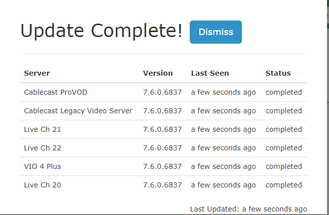 Update Complete - Dismiss