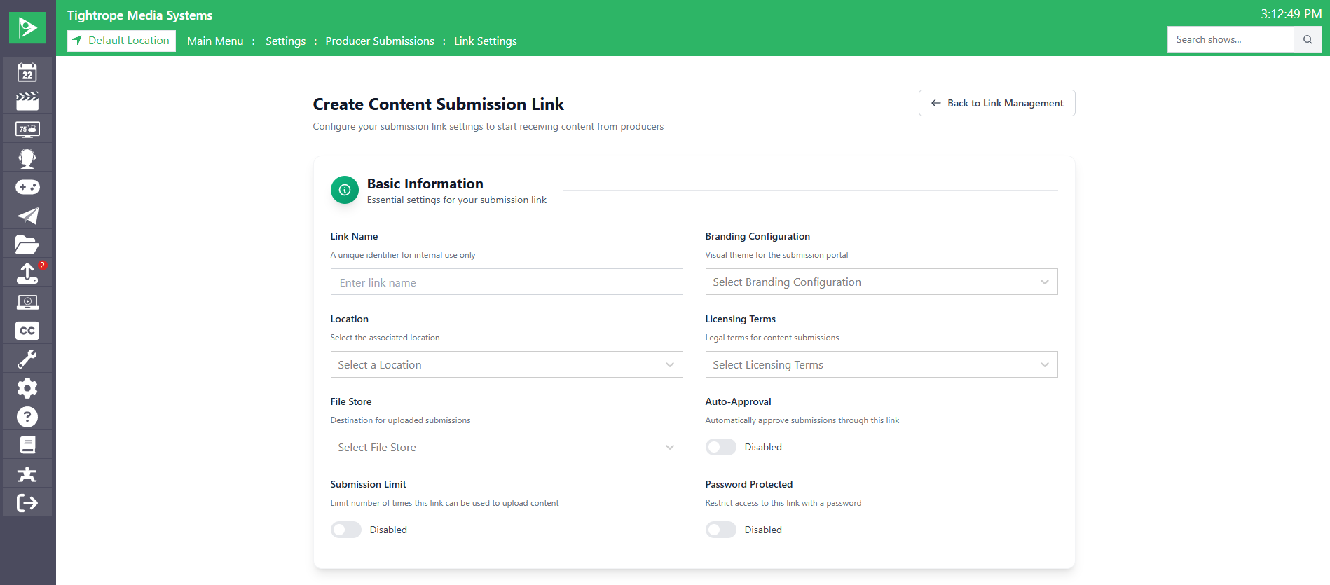 Editing a content submission link