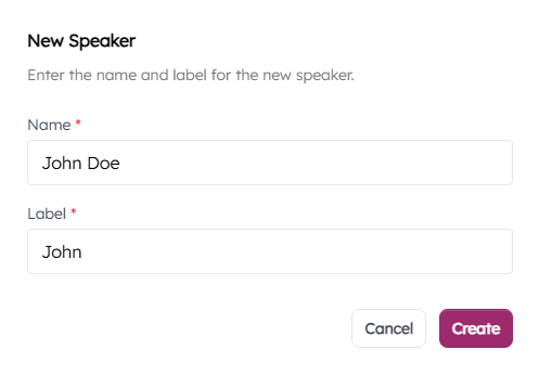 Create Speaker Form