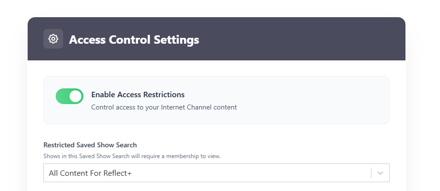 Access Control Settings Screen