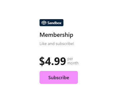 Membership Product Table Embed on the Internet Channel