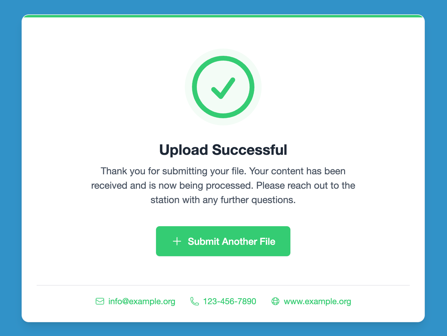 Upload Success Page