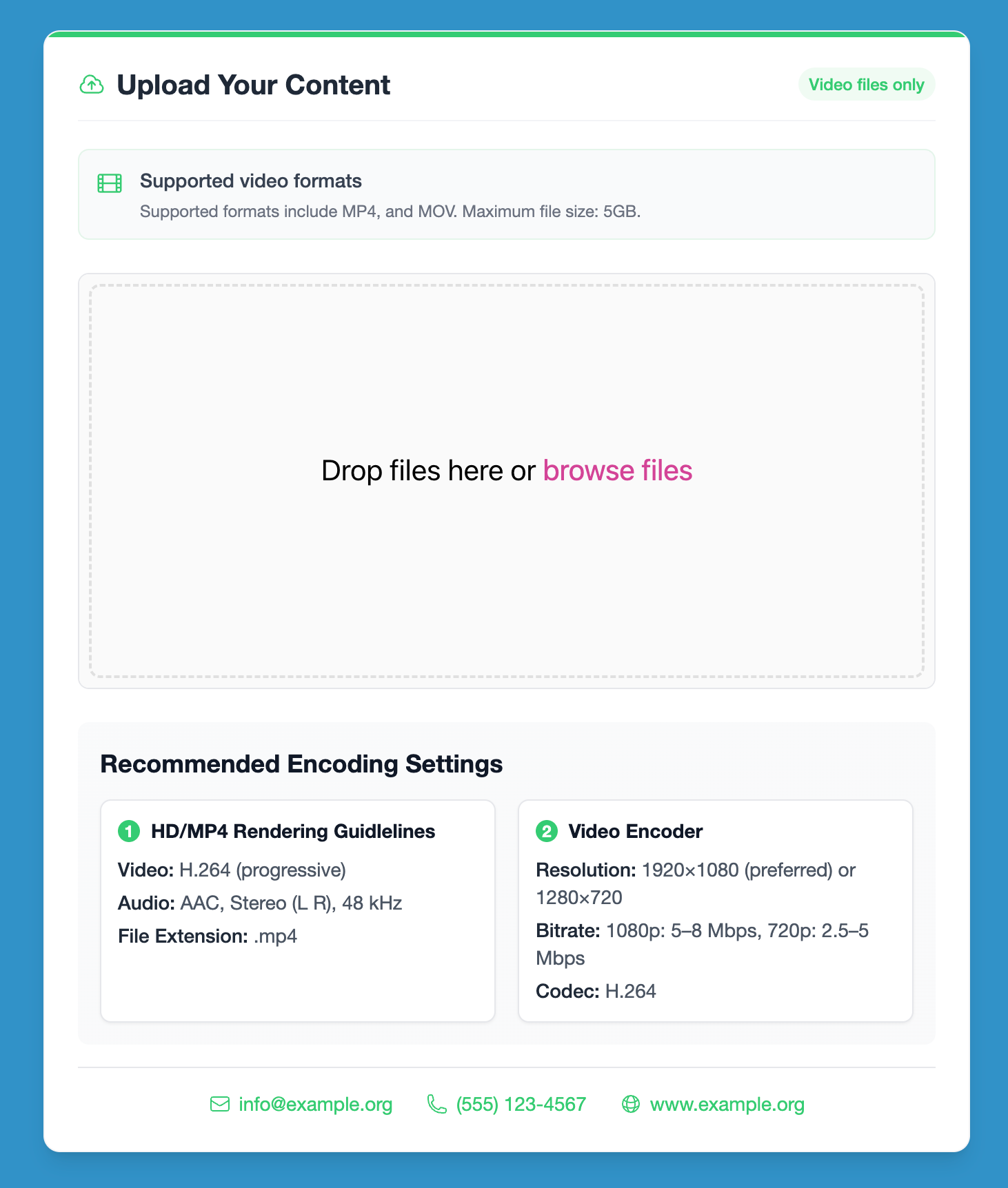Upload Your Content Page