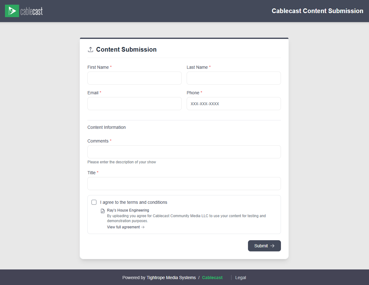 Content Submission Upload Portal