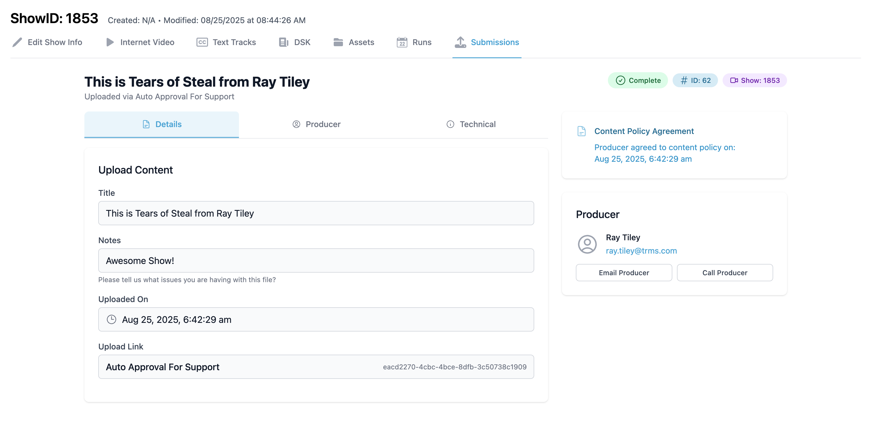 Submissions Show Edit Tab