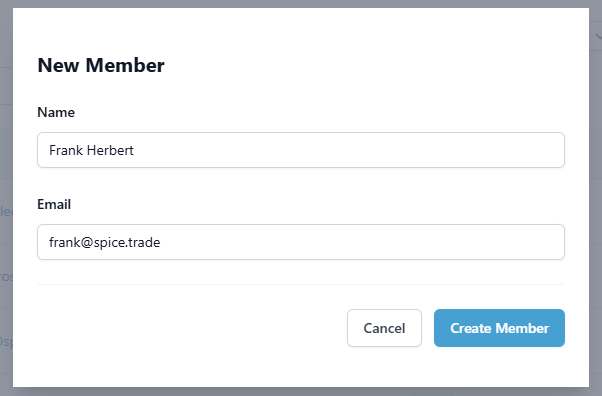 New Member Dialog Box