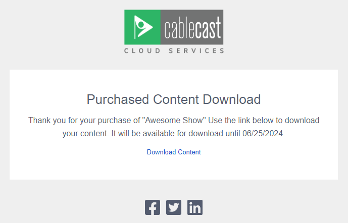 Purchase Content Download Email