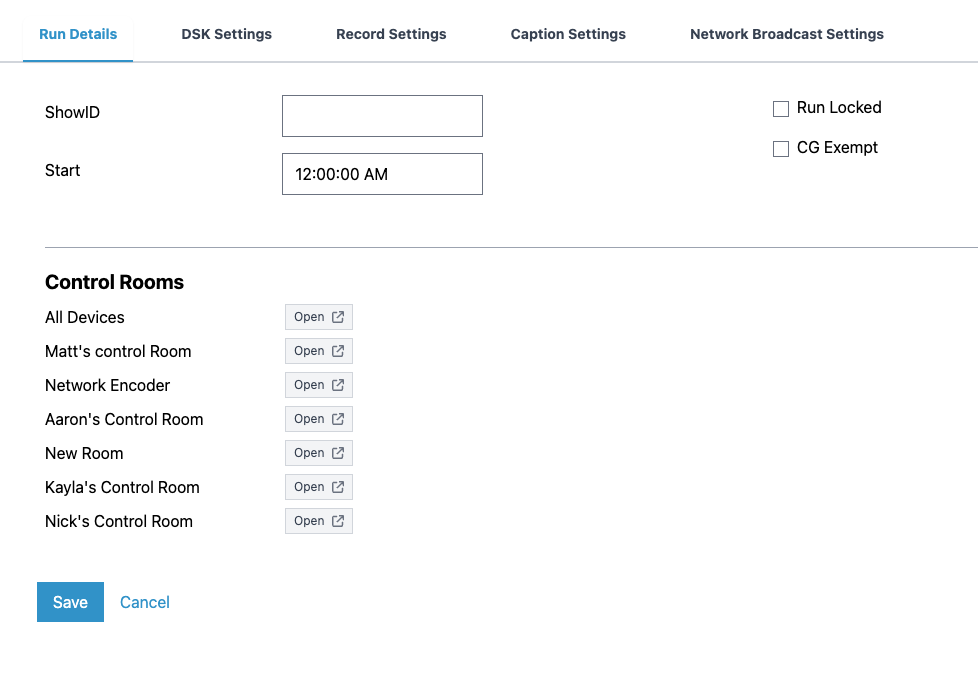 Scheduling Events Settings Panel 