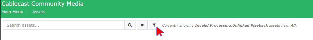 Filter button in Assets Page