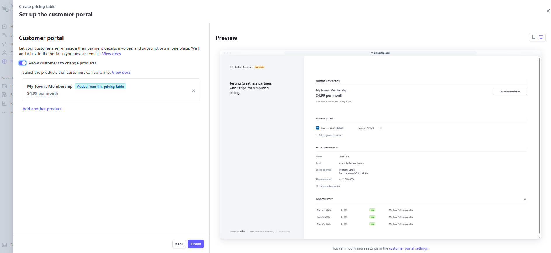 Stripe Customer Portal Configuration