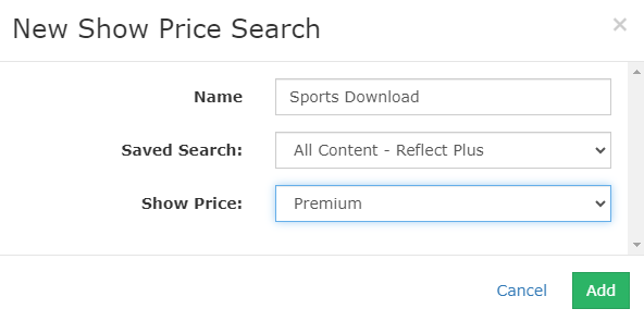 Show Price Search Dialog