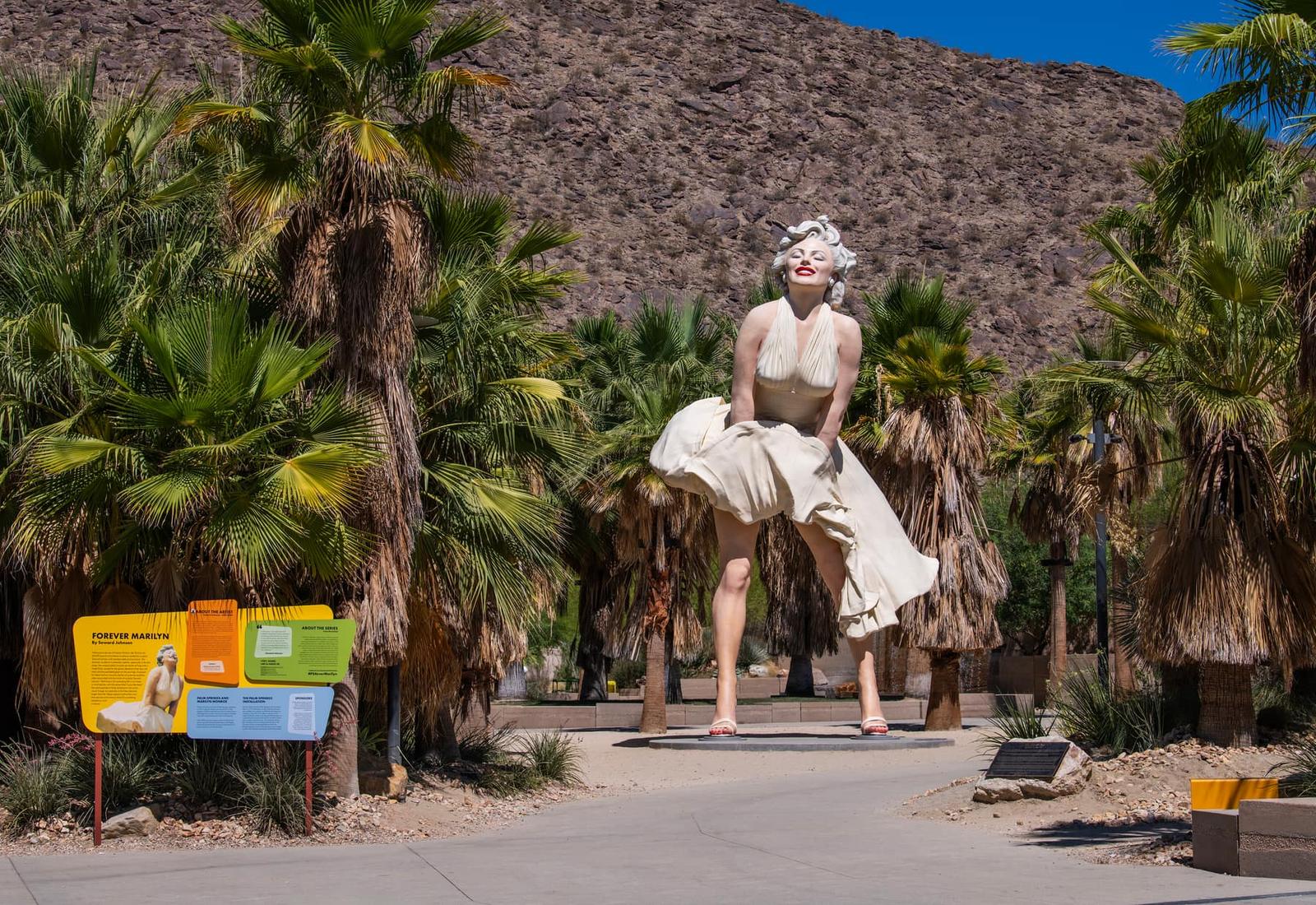 The Forever Marilyn statue among the palm oases of Palm Springs