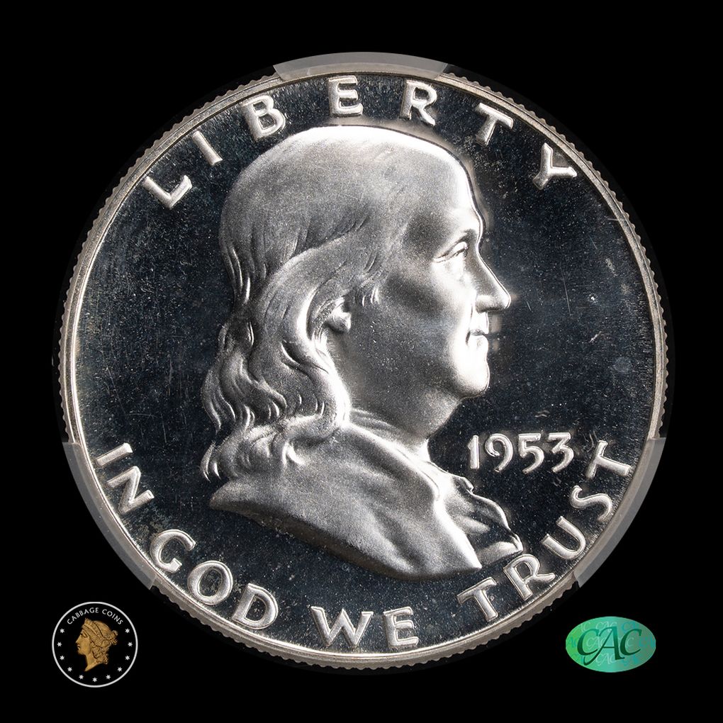 1953 50C Franklin Half Dollar CAC PR67CAM Witterbrick obverse