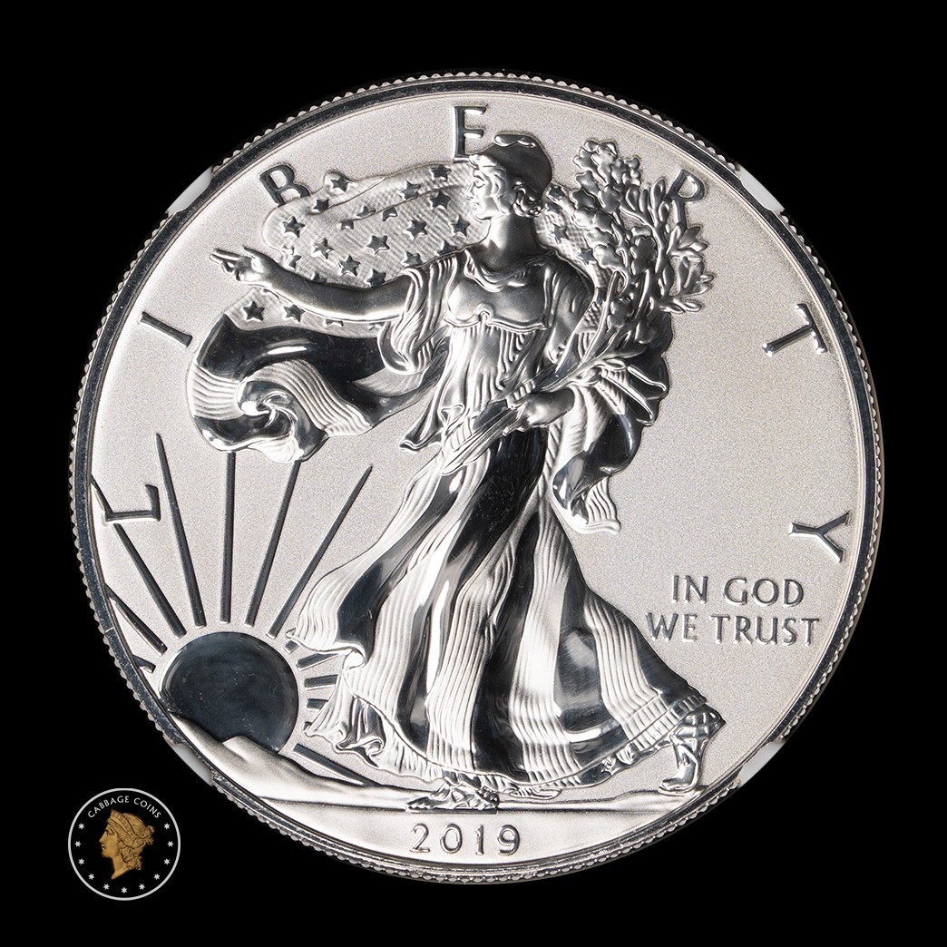 2019-S Eagle S$1 Enhanced Rev NGC PF 70 w/Box and COA in holder, view 1
