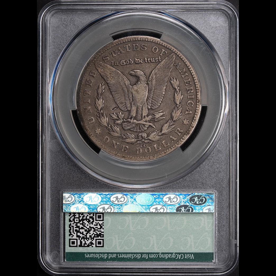 1892-CC $1 Morgan Silver Dollar CACG VG08 in holder, view 2