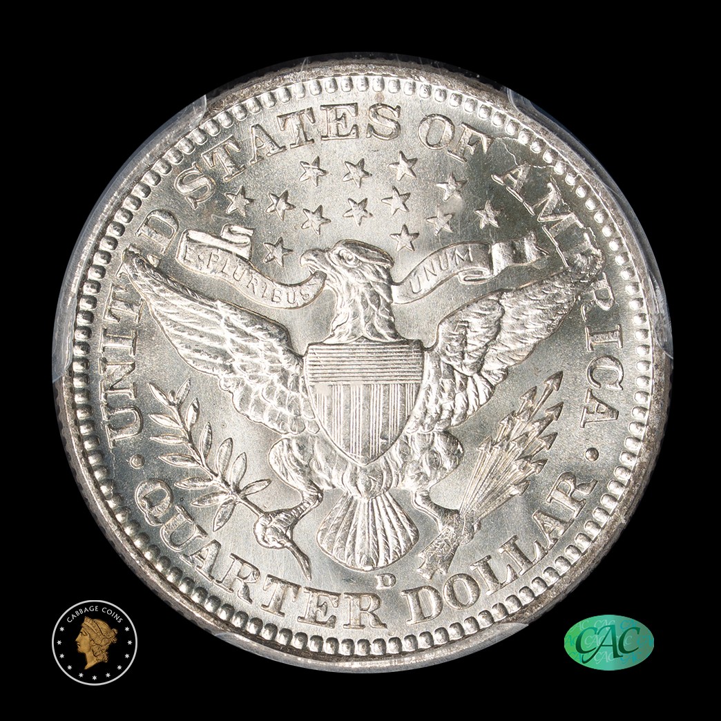 1916-D 25C Barber Quarter PCGS MS66 CAC reverse