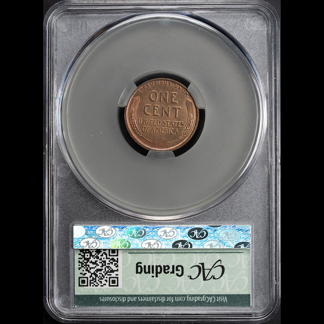 1912 1C Lincoln Cent Matte Finish Proof CAC PR64RB Witterbrick (JD) in holder, view 2