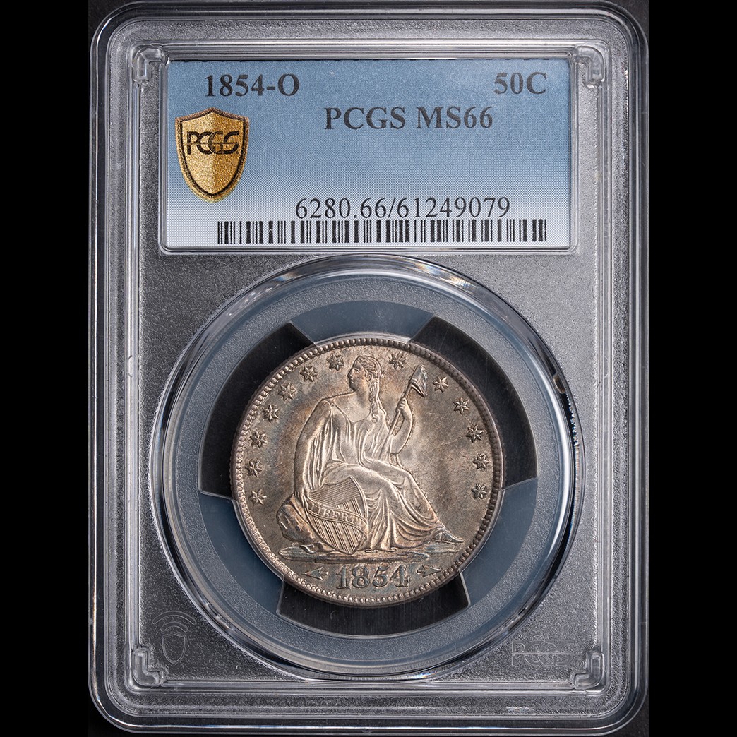 1854-O 50C Liberty Seated Half Dollar (arrows) PCGS MS66 in holder, view 1