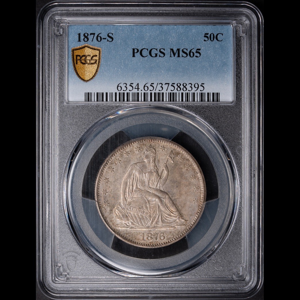 1876-S 50C Liberty Seated Half Dollar PCGS MS65 in holder, view 1
