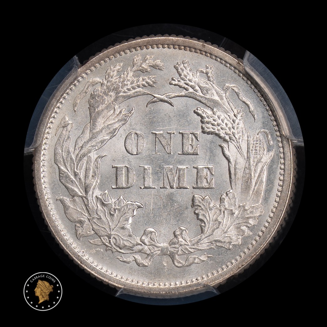 1876 10C Liberty Seated Dime PCGS MS64 reverse