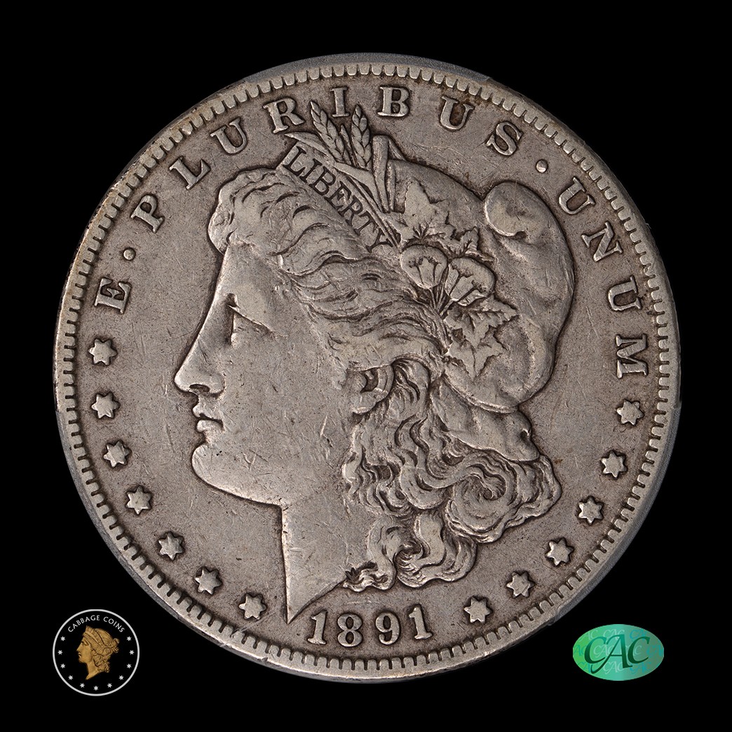 1891-CC $1 Morgan Silver Dollar PCGS VF30 CAC obverse