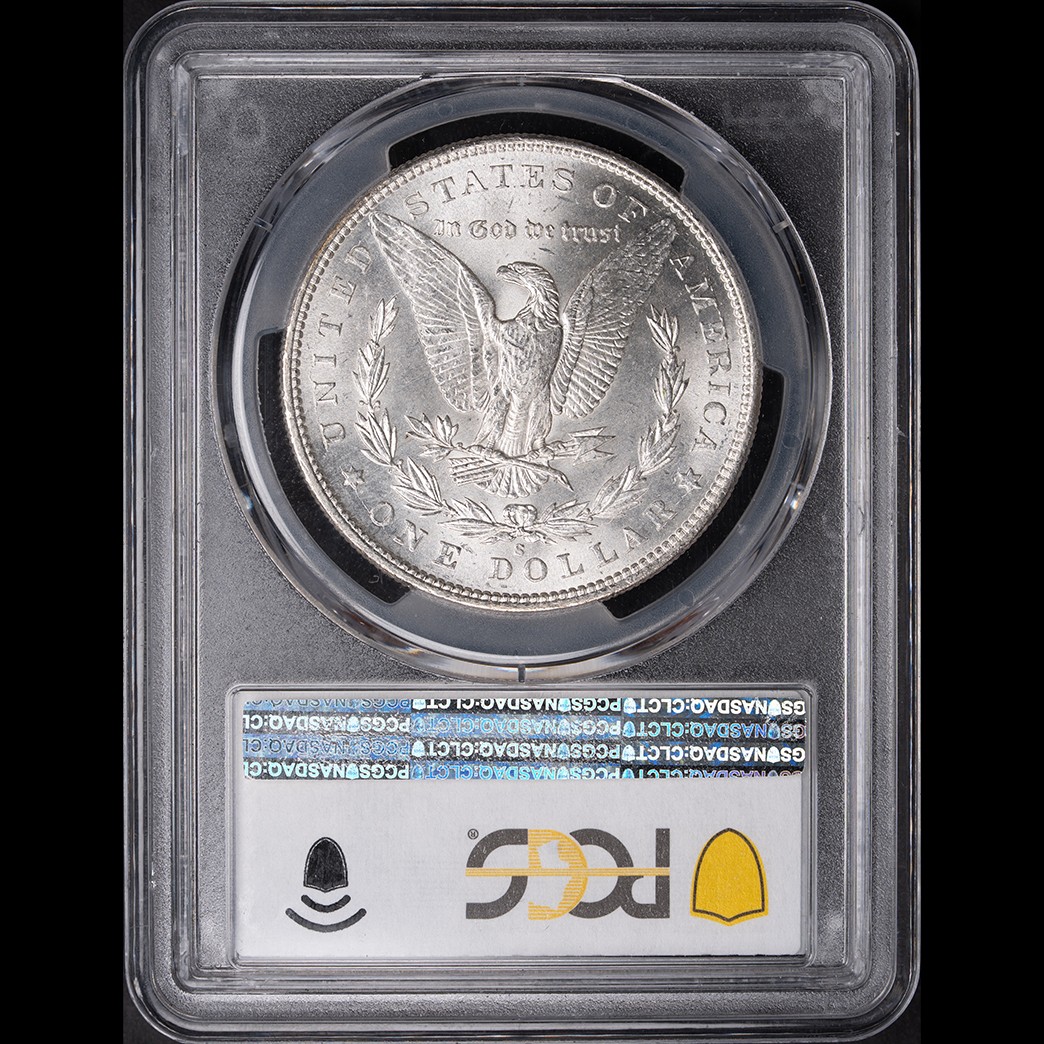 1899-S $1 Morgan Silver Dollar PCGS MS63 CAC in holder, view 2