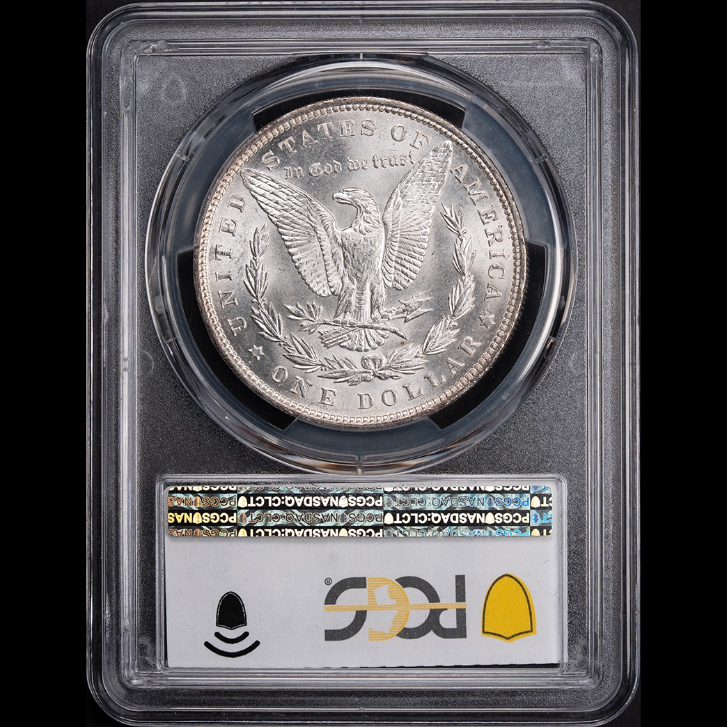 1893 $1 Morgan Silver Dollar PCGS MS62 CAC in holder, view 2