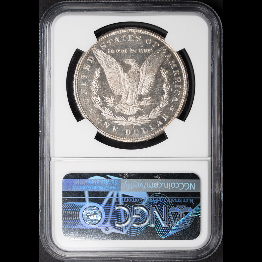 1890-CC $1 Morgan Silver Dollar NGC MS61 DPL in holder, view 2