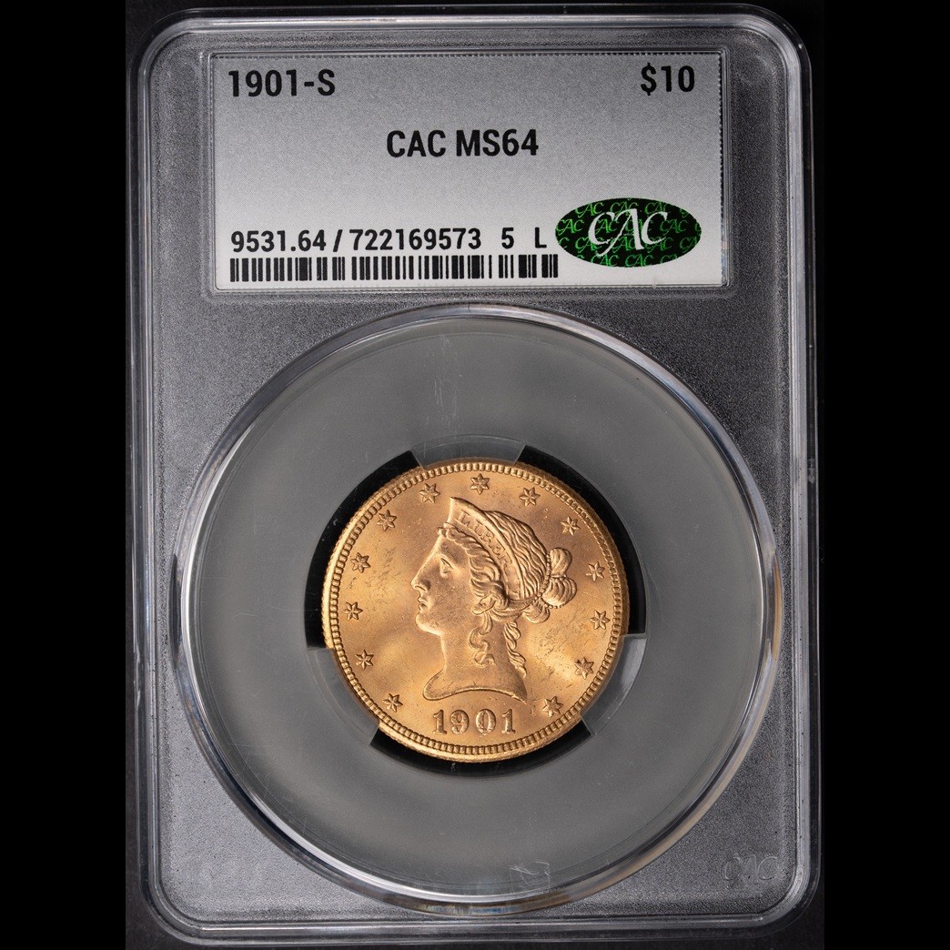 1901-S $10 Liberty Head Eagle CACG MS64 in holder, view 1