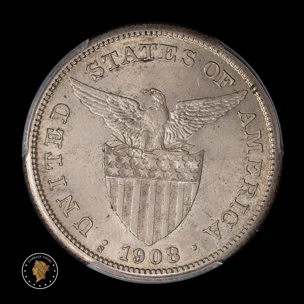 1908-S Peso US Philippines PCGS MS62 reverse