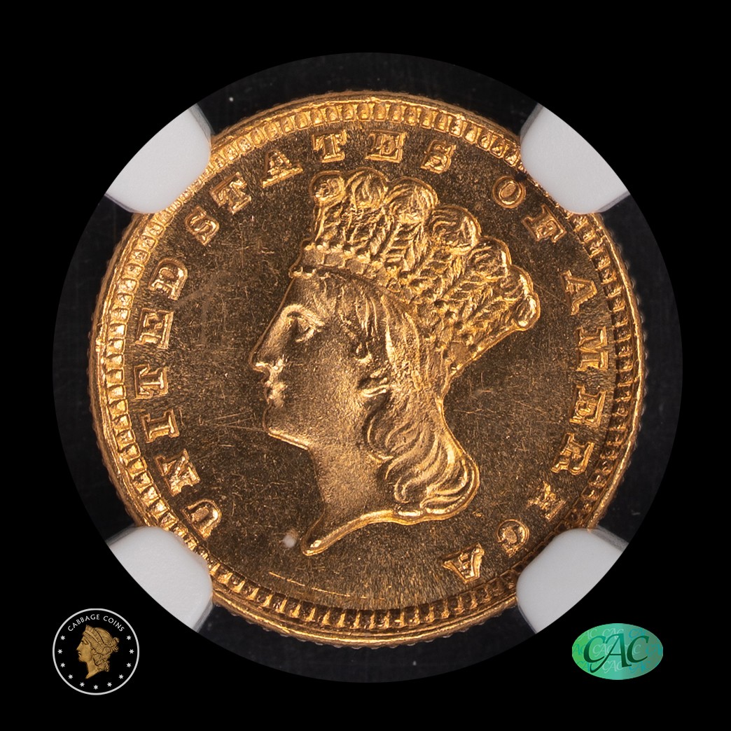 1885 G$1 Gold Dollar Type 3 NGC MS64 PL CAC obverse