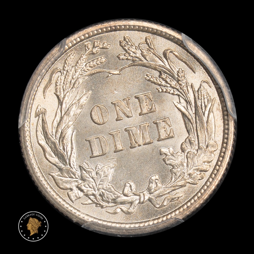 1910 10C Barber Dime PCGS MS65 reverse