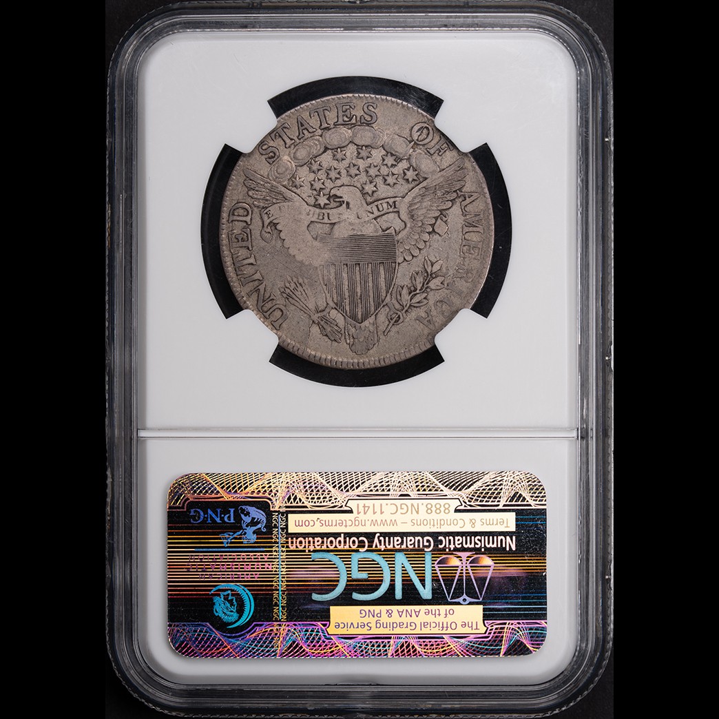 1806 50C Draped Bust Half Dollar Pointed 6, Stem NGC VF25 CAC in holder, view 2