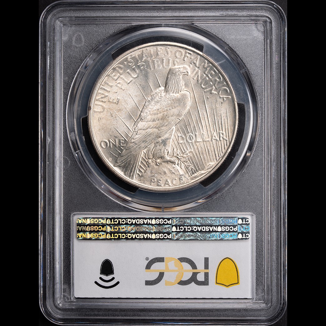 1927-D $1 Peace Silver Dollar PCGS MS64 CAC in holder, view 2