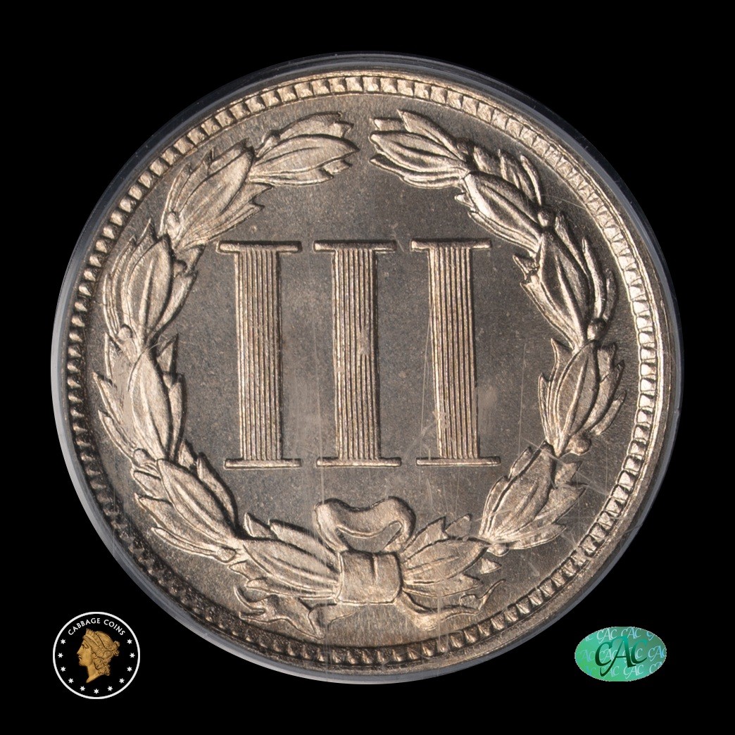 1882 3CN 3 Cent Proof Nickel PCGS PR66CAM CAC reverse