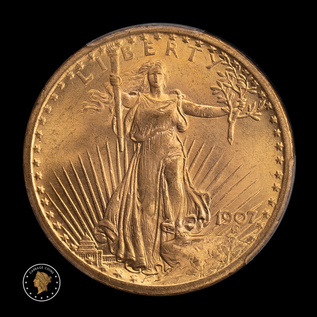 1907 $20 Saint Gaudens Double Eagle PCGS MS65 obverse