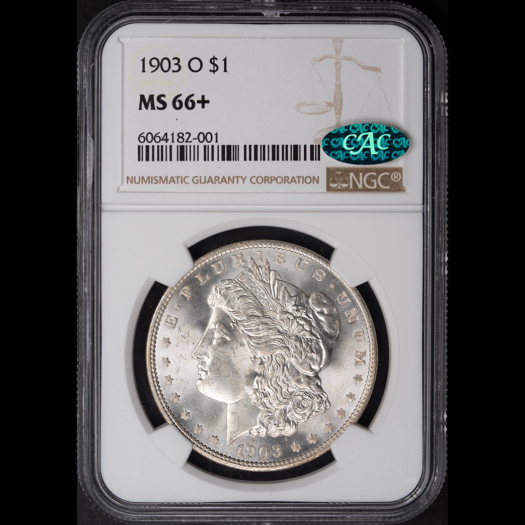 1903-O $1 Morgan Silver Dollar NGC MS66+ CAC in holder, view 1